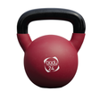 Kettlebell en néoprène rouge de 24 kg avec une poignée noire, surface lisse et logo blanc, idéale pour l'entraînement de force