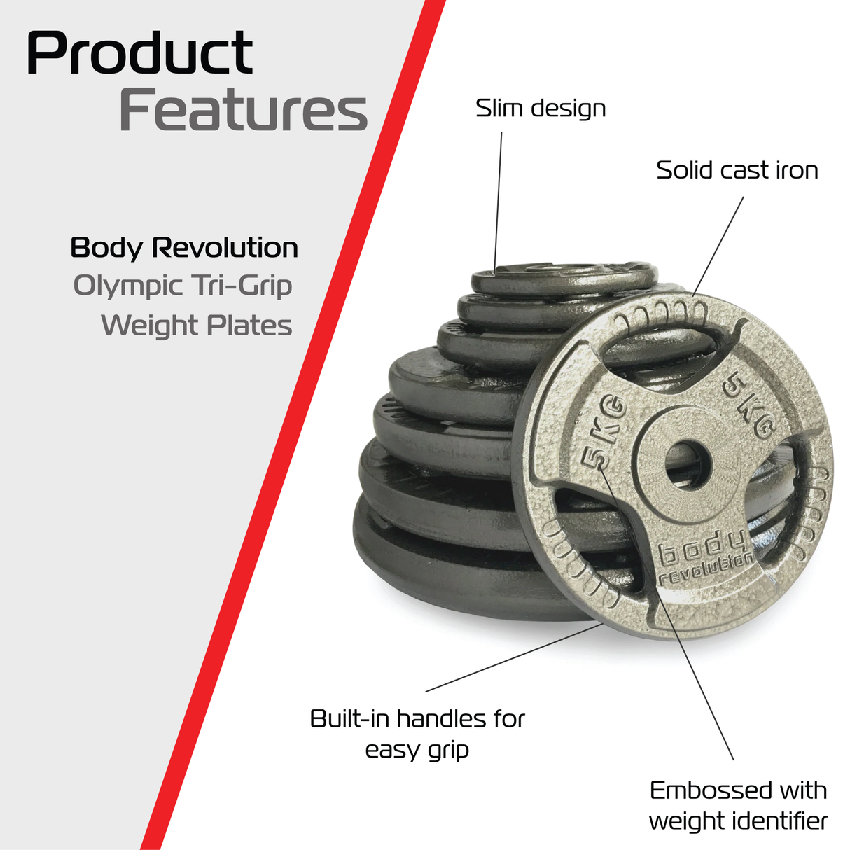 2 Disques de Musculation en Fonte de 10 kg (2 x 5 kg)