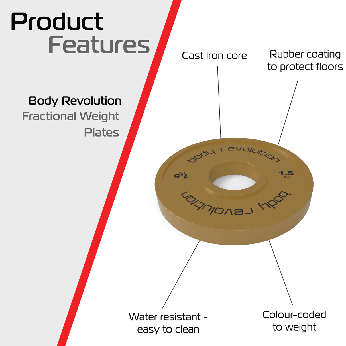 2 Disques de Musculation Fractionnés de 3 kg (2 x 1,5 kg)