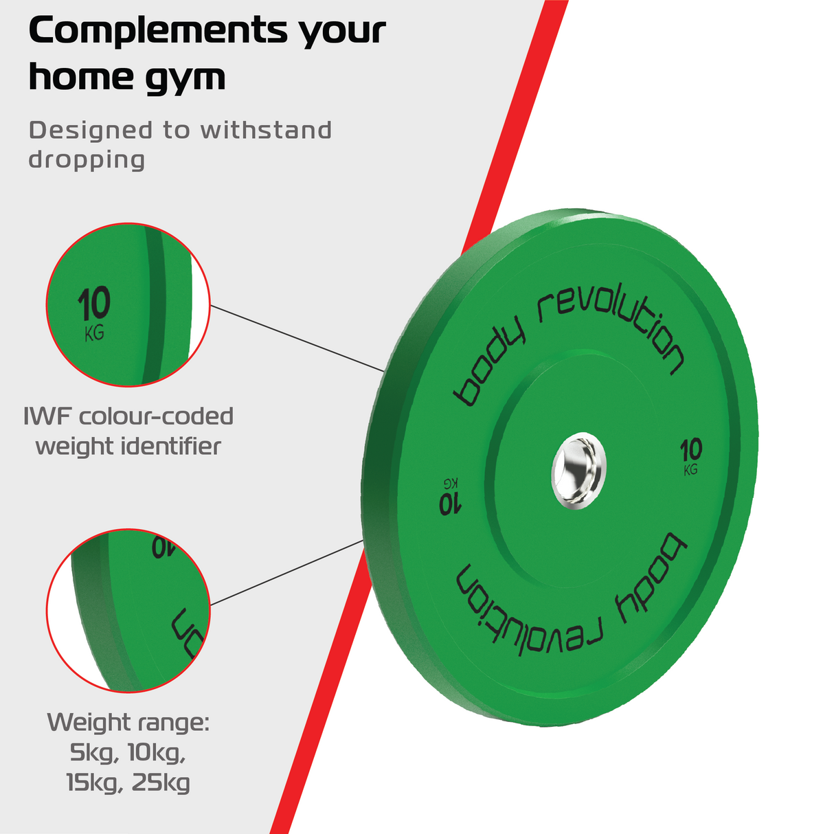 Lot de 2 Disques Olympiques Bumpers - 20 kg (2 x 10 kg)