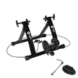 Support d'entraînement pour vélo à résistance fluide, noir, avec rouleaux, câbles et accessoires, conçu pour un entraînement stable et efficace