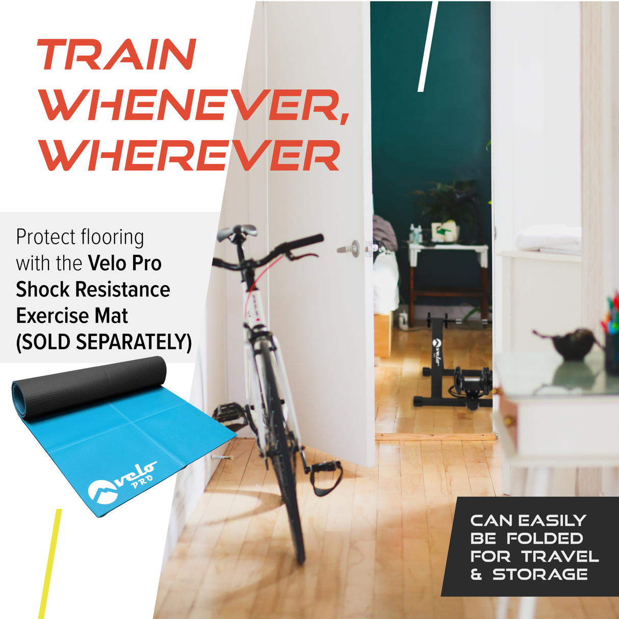 Support d'Entraînement pour Vélo à Résistance Fluide avec Tapis - Noir