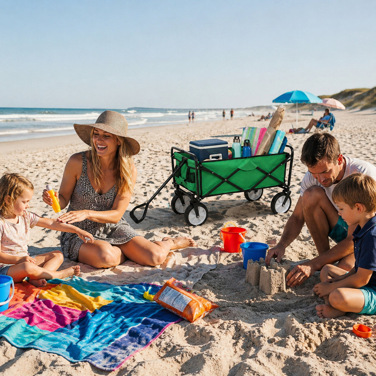 Chariot Tout-Terrain Pour Festival & Plage - Vert