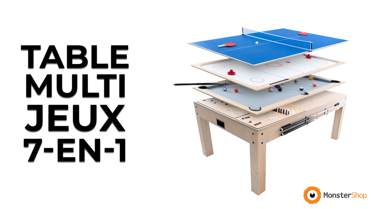 Table Multi Jeux 7 en 1 - Chêne