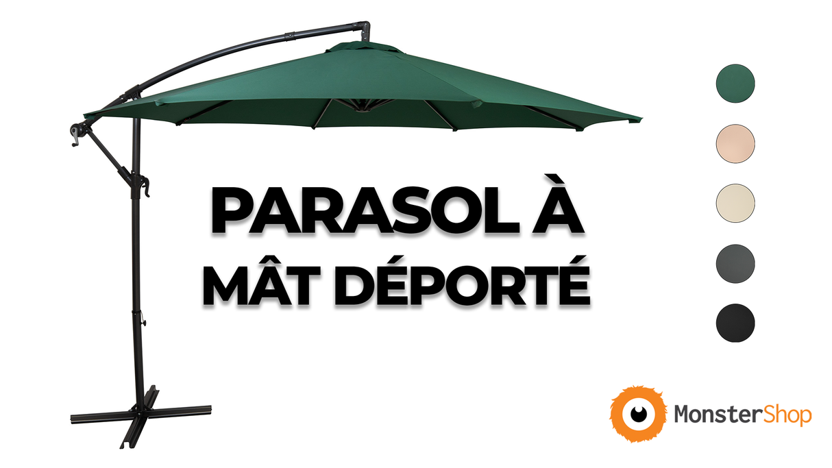 Parasol Banane à Mât Déporté 3 m - Beige