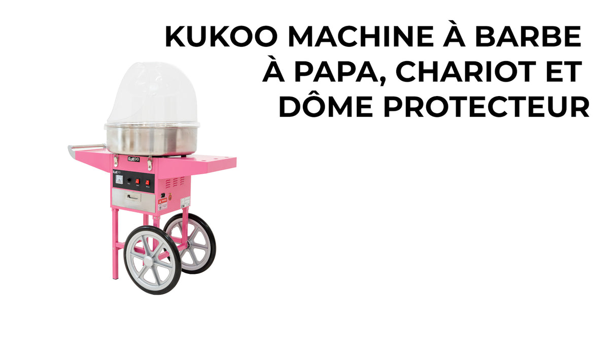 Machine à Barbe à Papa avec Charrette Rose et Dôme Acrylique