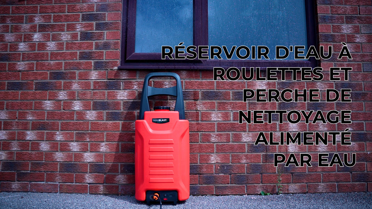 MAXBLAST Lot de Réservoir d'Eau 30 L à Roulettes & Perche de Nettoyage 9 m