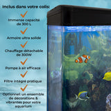Aquarium à Bords Noir, Meuble de Support Noir & Gravier Naturel