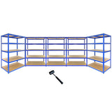 Monster Racking - 5 Rayonnages T-Rax en Acier Bleu 120cm x 60cm x 180cm