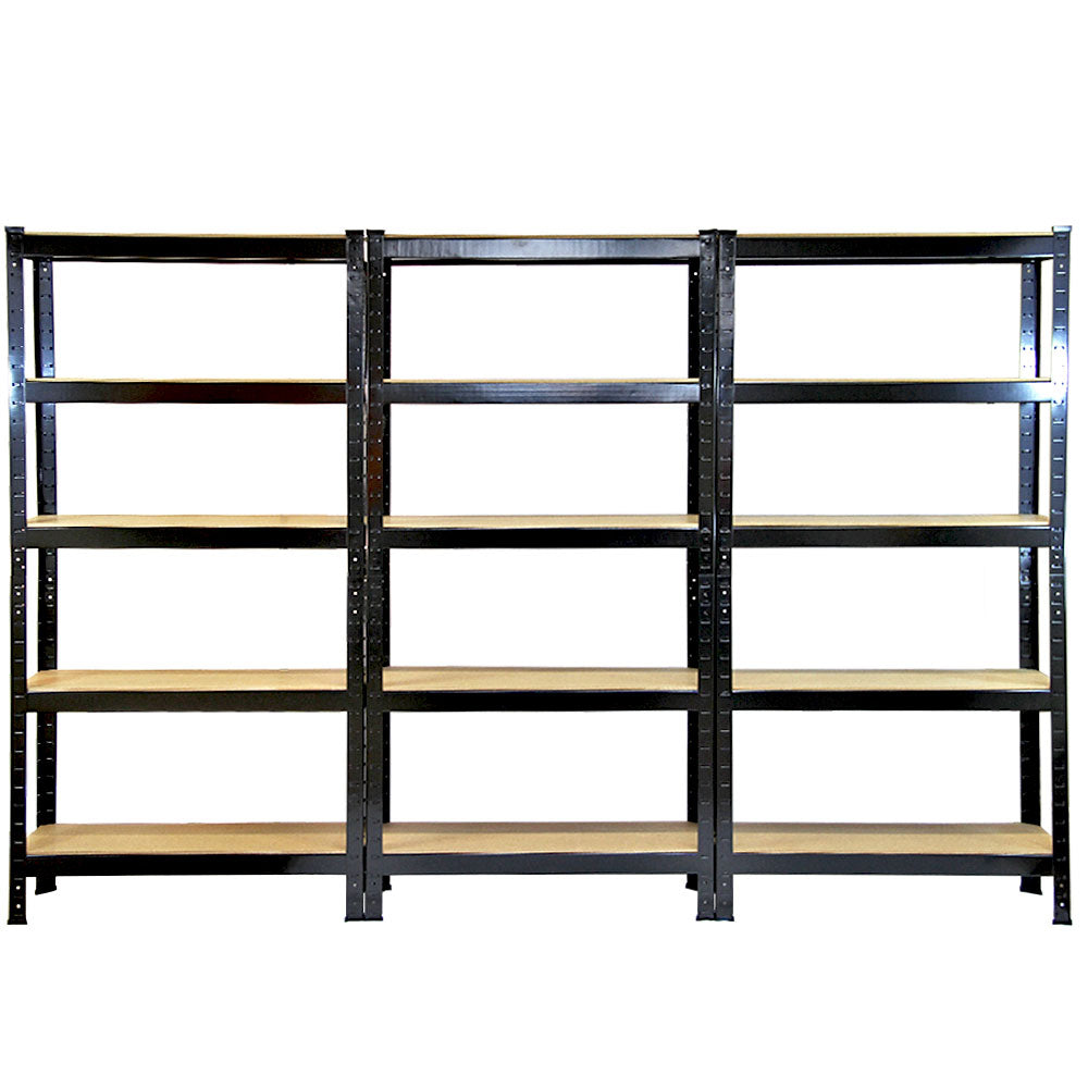 Monster Racking - 6 Rayonnages T-Rax en Acier Noir 75cm x 30cm x 150cm