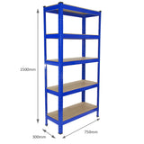Monster Racking - 10 Rayonnages T-Rax en Acier Bleu 75cm x 30cm x 150cm