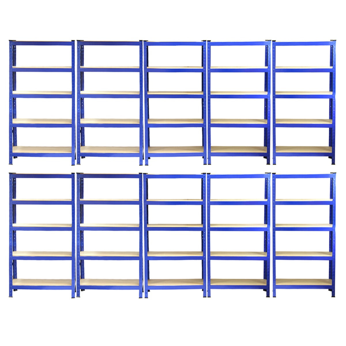 Monster Racking - 10 Rayonnages T-Rax en Acier Bleu 75cm x 30cm x 150cm