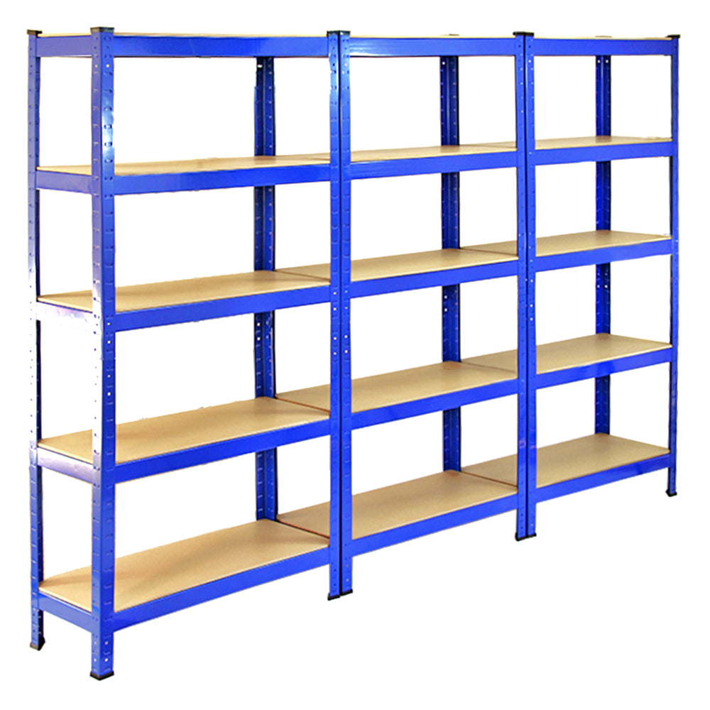 Monster Racking - 3 Rayonnages T-Rax en Acier Bleu 75cm x 30cm x 150 cm
