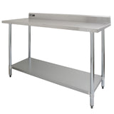 Table de Travail Préparation Cuisine 1500mm & Étagère d'Appoint 2 Niveaux