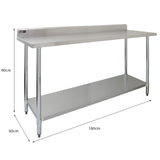 Table de Travail Préparation Cuisine 1800mm & Étagère d'Appoint