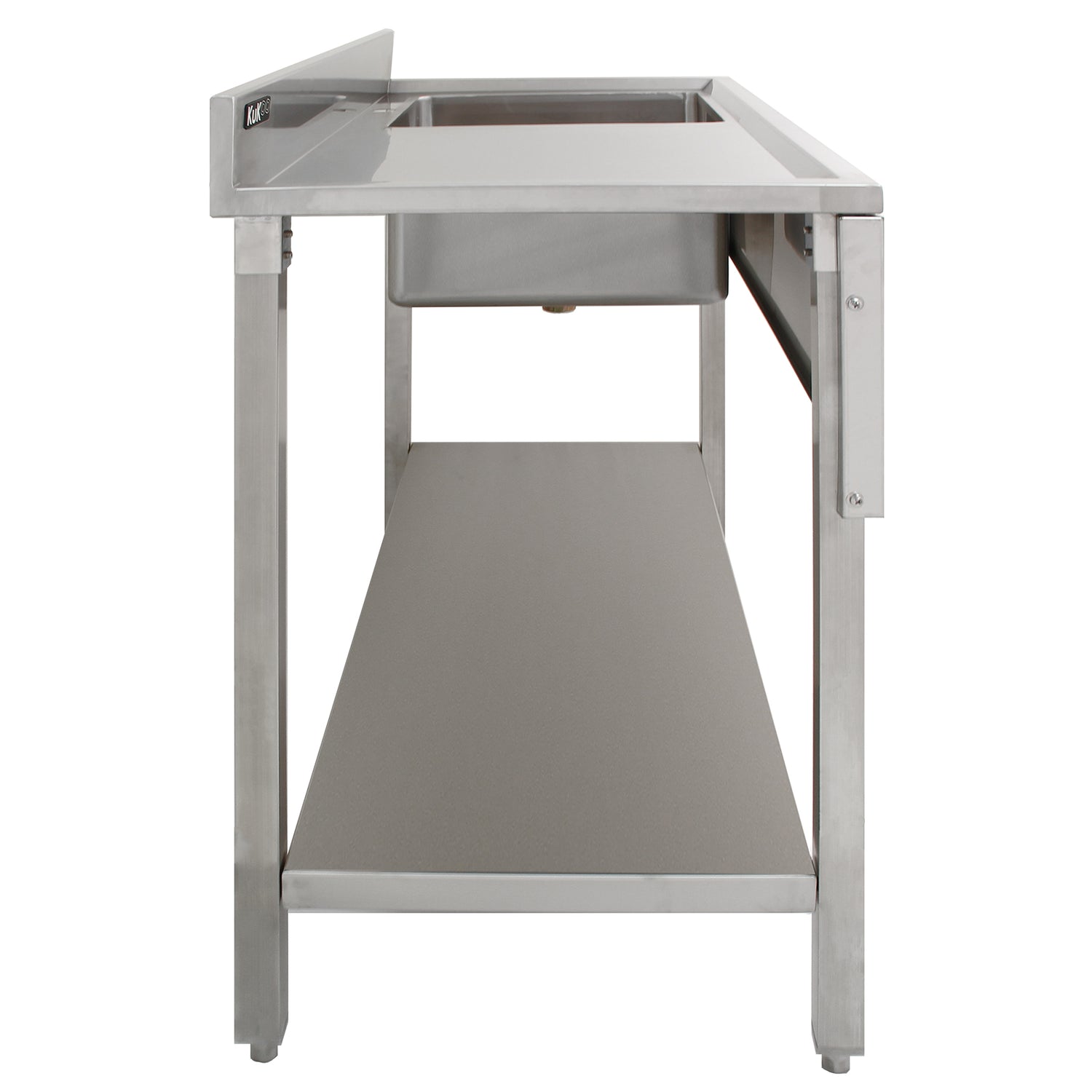 KuKoo Évier Commercial en Inox & Robinet - Égouttoir à Gauche