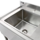 Évier Cuisine Commercial en Acier Inoxydable & Robinet - Drainage à droite
