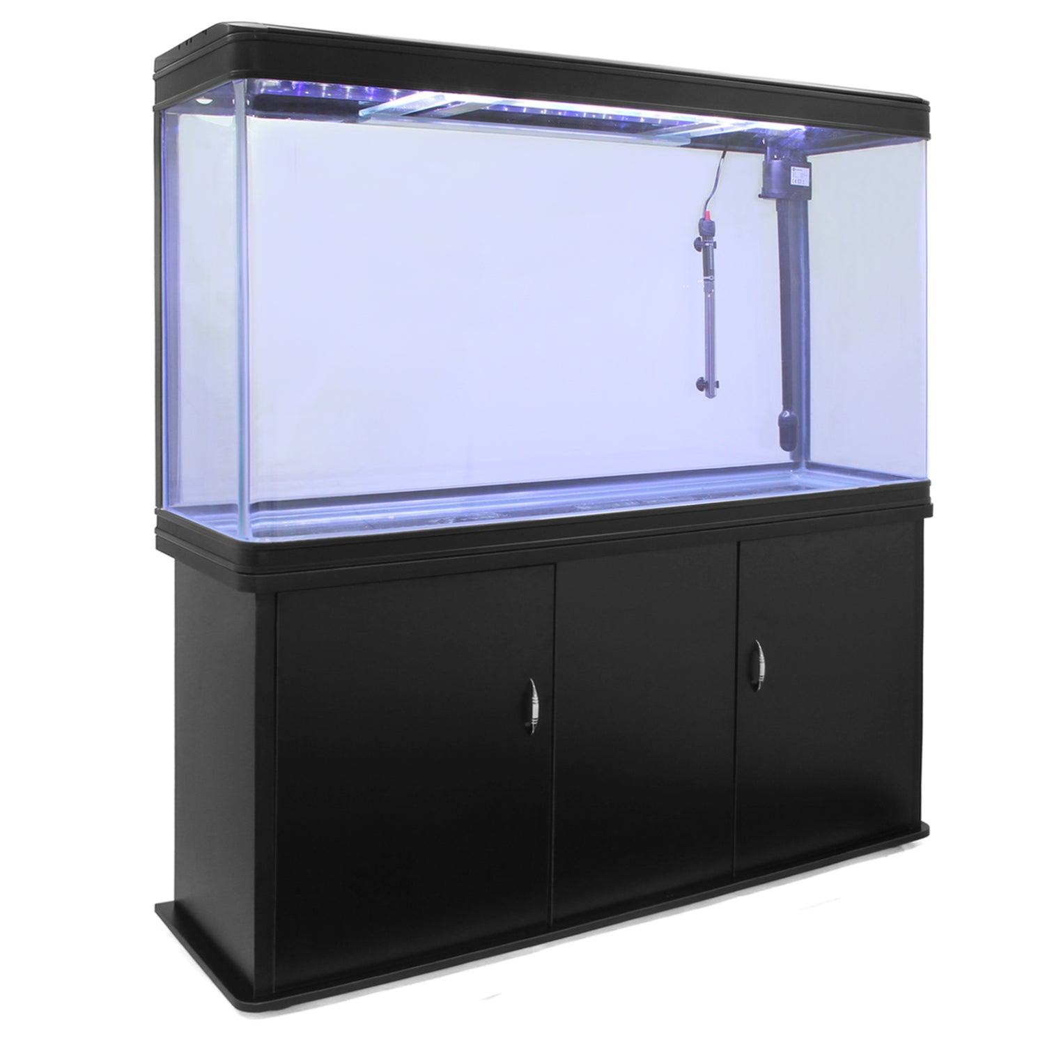 Aquarium à Bords Noir avec Meuble de Support Noir