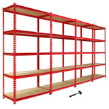Monster Racking - 4 Rayonnages Z-Rax en Acier Rouge 90cm x 45cm x 183cm