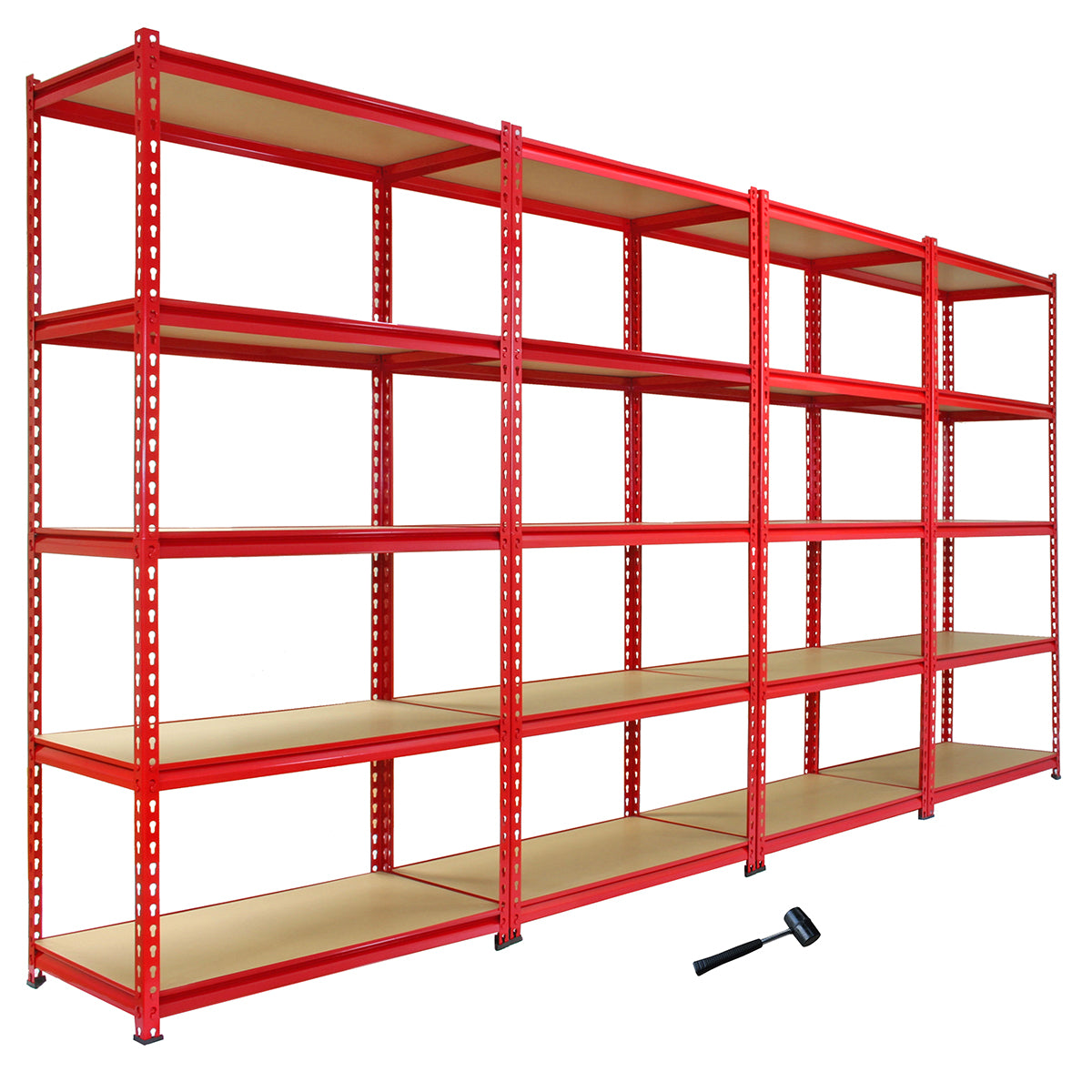 Monster Racking - Lot de 1 Rayonnage d'Angle Z-Rax en Acier Rouge & 4 Rayonnages Z-Rax 90cm x 45cm x 183cm