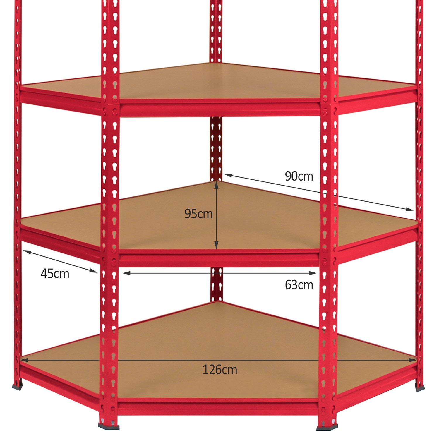 Monster Racking - Lot de 1 Rayonnage d'Angle Z-Rax en Acier Rouge & 2 Rayonnages Z-Rax 90cm x 45cm x 183cm