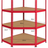 Monster Racking - Lot de 1 Rayonnage d'Angle Z-Rax en Acier Rouge & 2 Rayonnages Z-Rax 90cm x 45cm x 183cm
