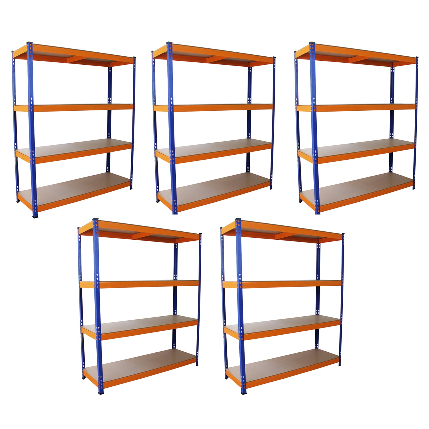 Monster Racking - Lot de 5 Rayonnages S-Rax en Acier Orange et Bleu 50cm x 150cm x 180cm