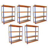 Monster Racking - Lot de 5 Rayonnages S-Rax en Acier Orange et Bleu 50cm x 150cm x 180cm
