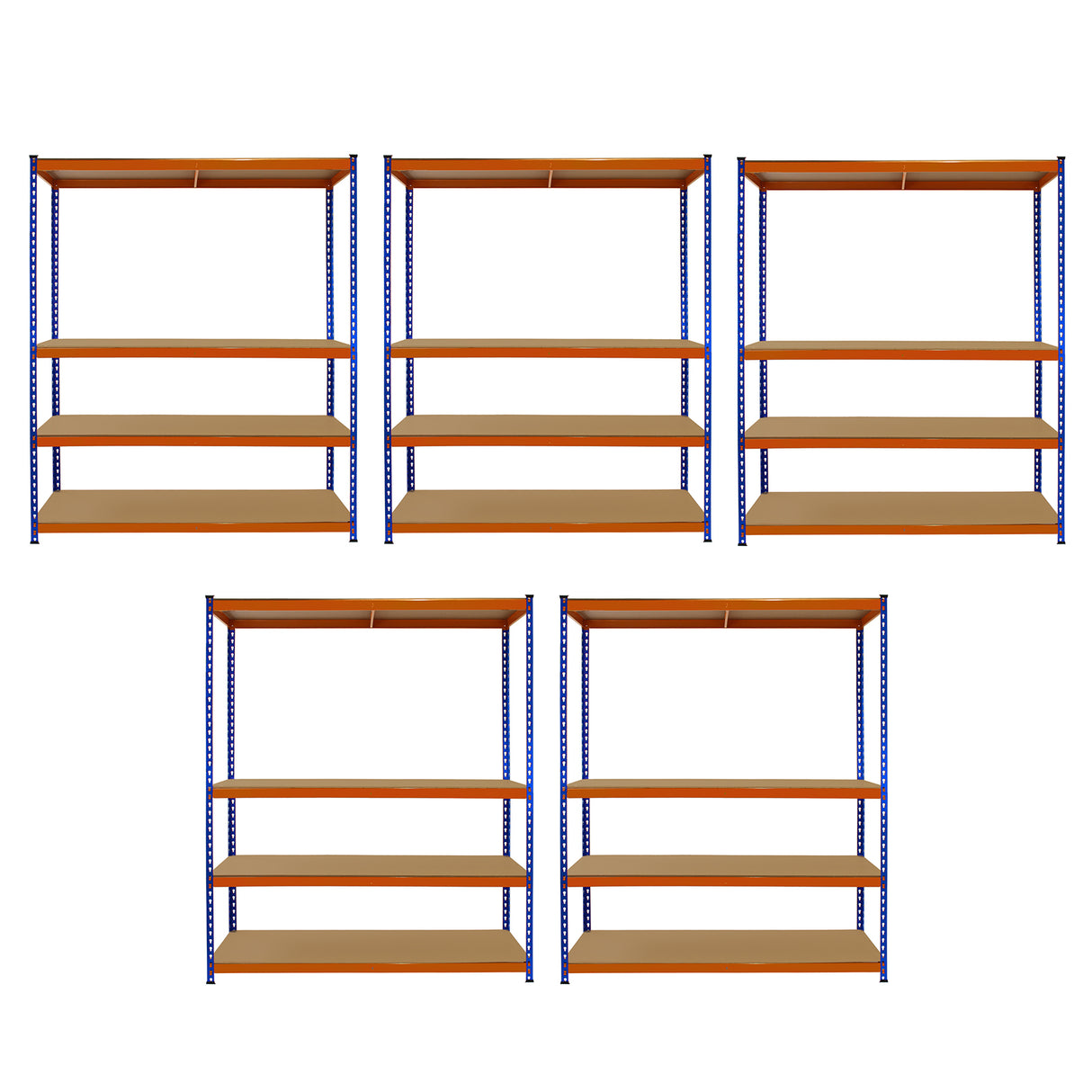 Monster Racking - Lot de 5 Rayonnages S-Rax en Acier Orange et Bleu 50cm x 150cm x 180cm