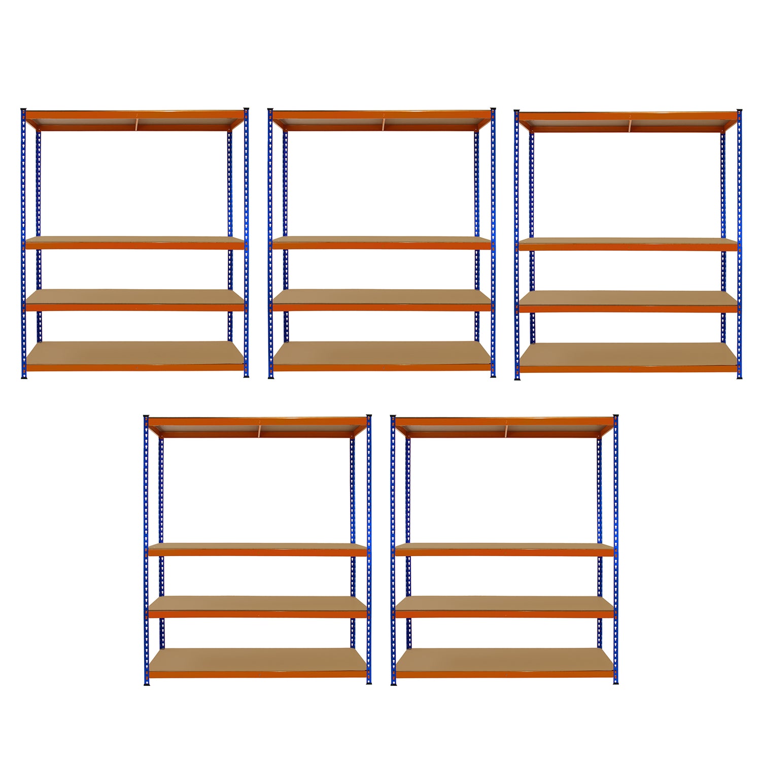 Monster Racking - Lot de 5 Rayonnages S-Rax en Acier Orange et Bleu 50cm x 150cm x 180cm