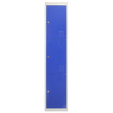3 x casiers de rangement en métal - Trois portes, bleu - A plat