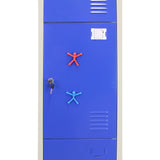 3 x casiers de rangement en métal - Trois portes, bleu - A plat