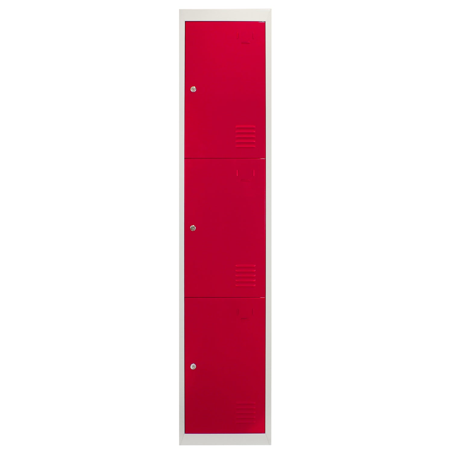 Lot de 3 Casiers de Rangement de 3 Portes en Acier Rouge
