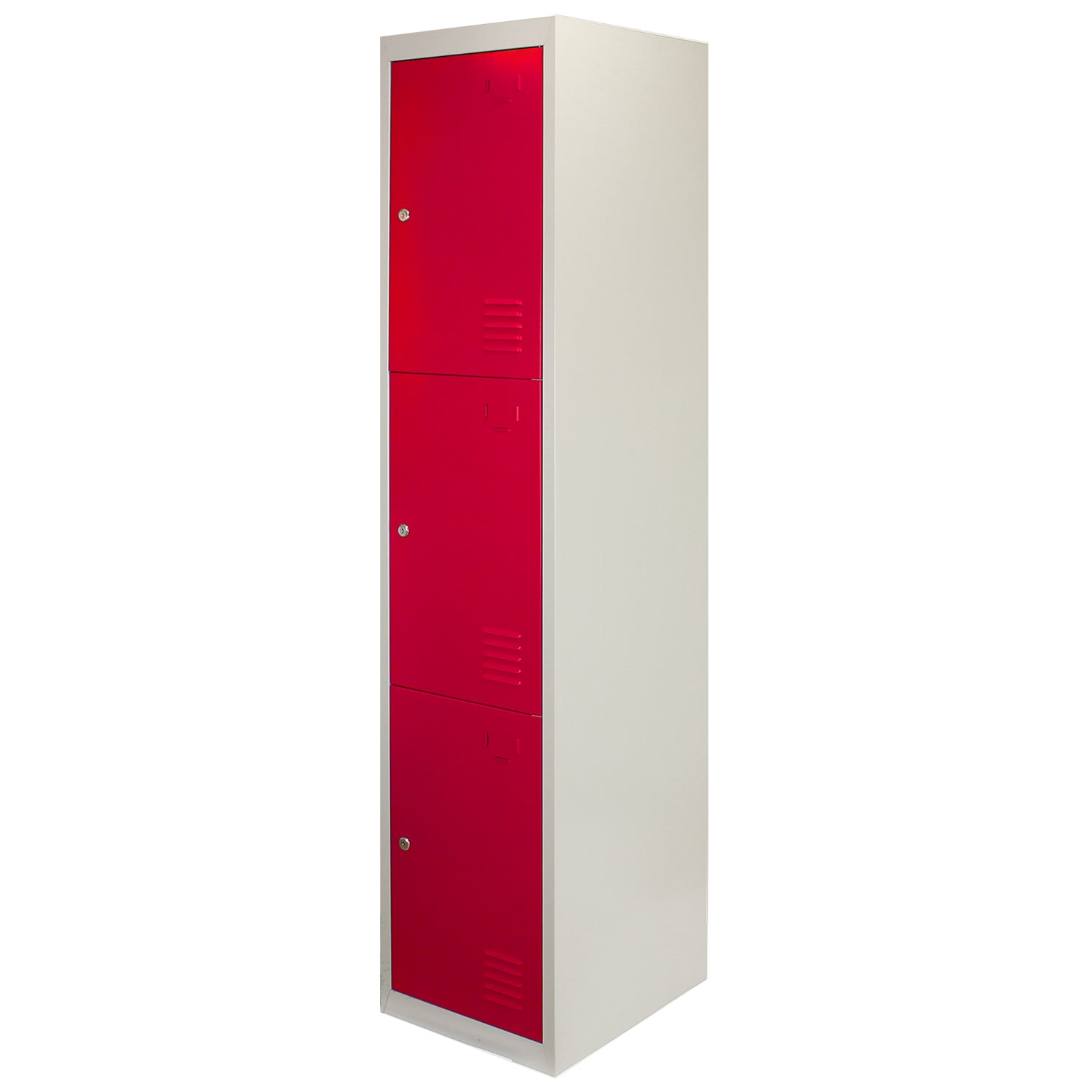 Lot de 3 Casiers de Rangement de 3 Portes en Acier Rouge