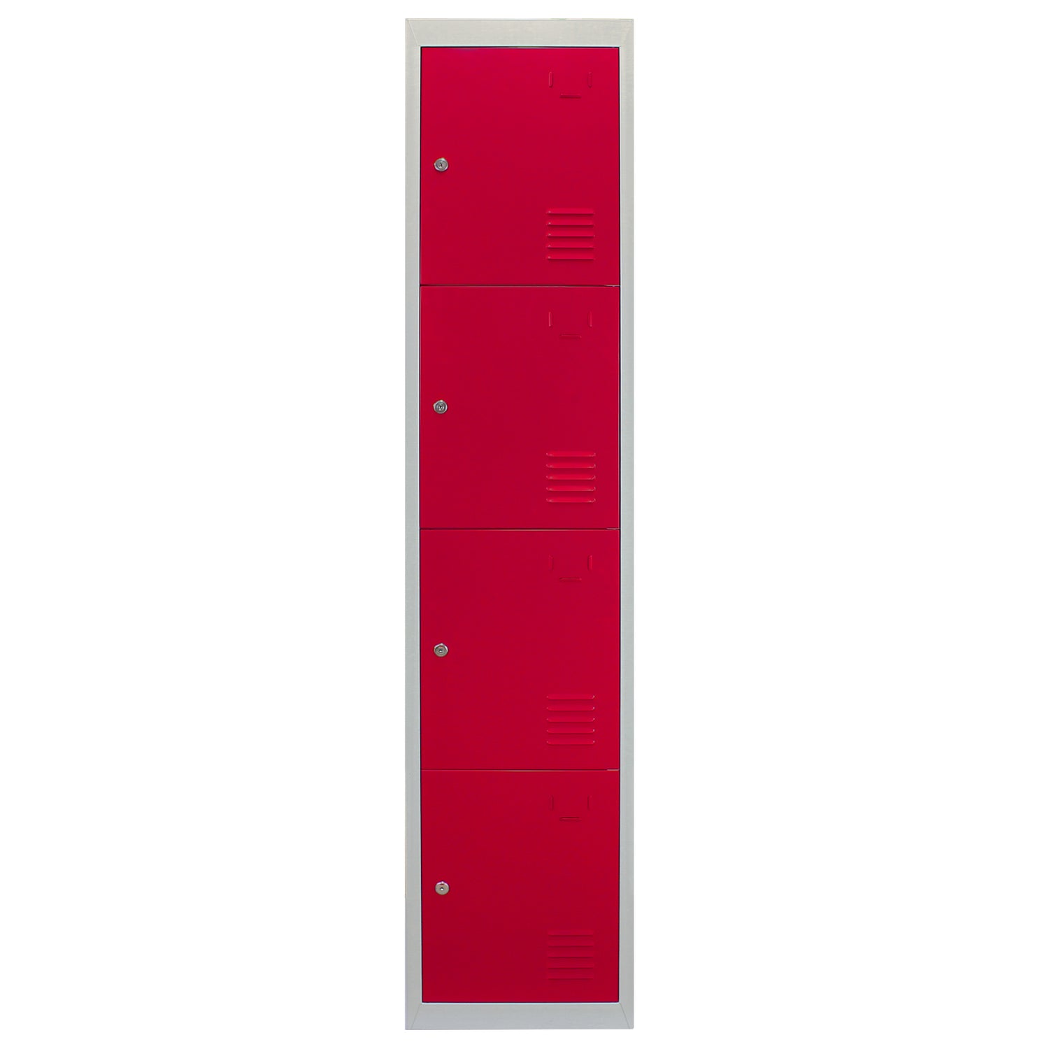 Lot de 3 Casiers de Rangement de 4 Portes en Acier Rouge