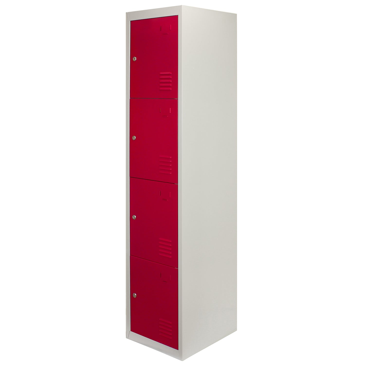 Lot de 3 Casiers de Rangement de 4 Portes en Acier Rouge