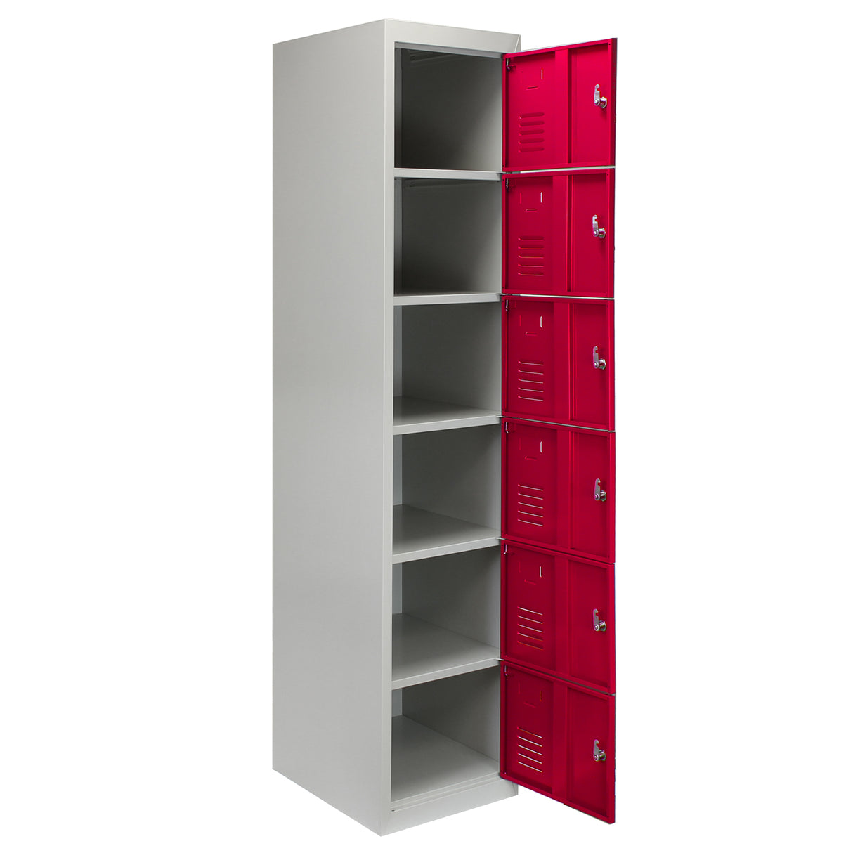 Casier de Rangement de 6 Portes en Acier Rouge