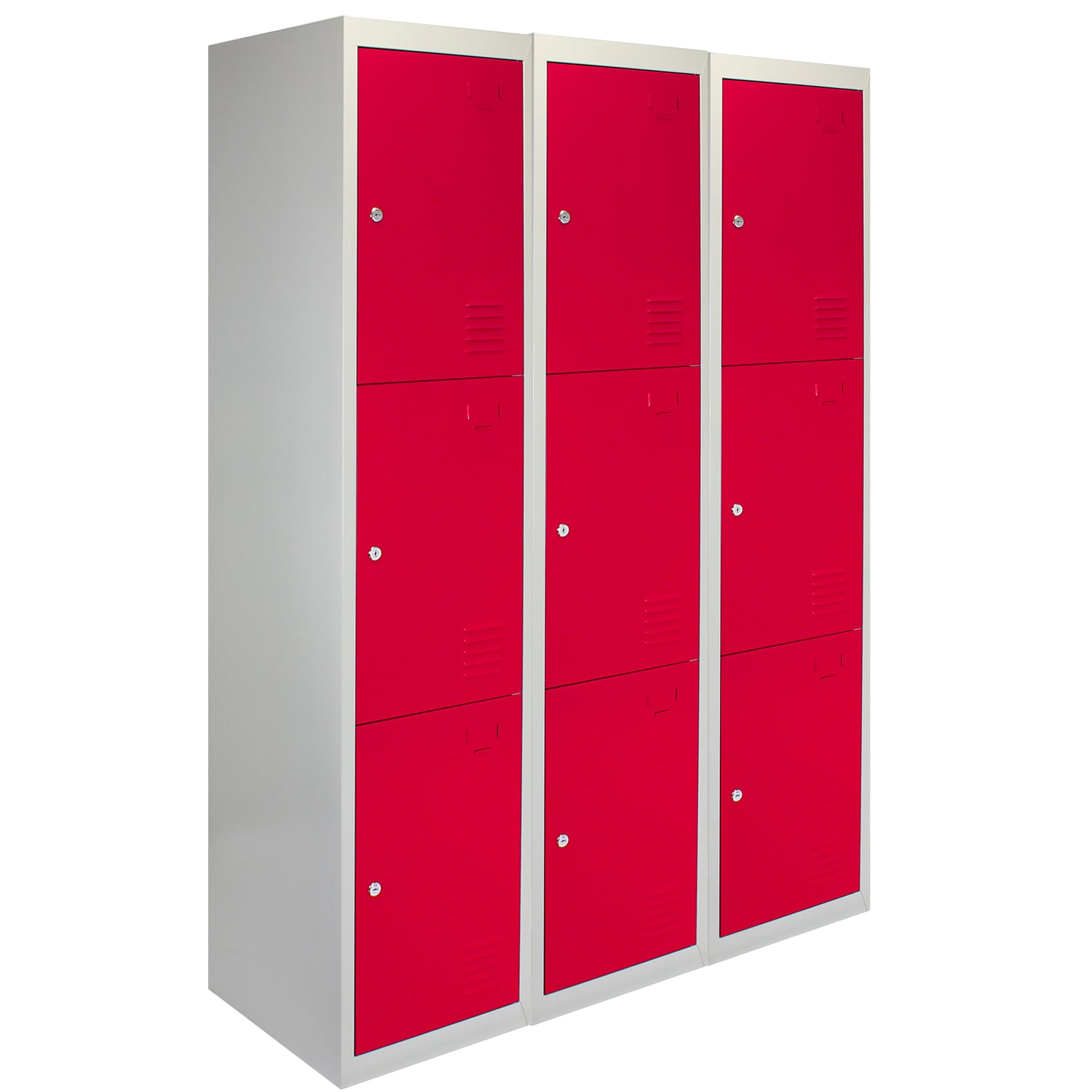 Lot de 3 Casiers de Rangement de 3 Portes en Acier Rouge