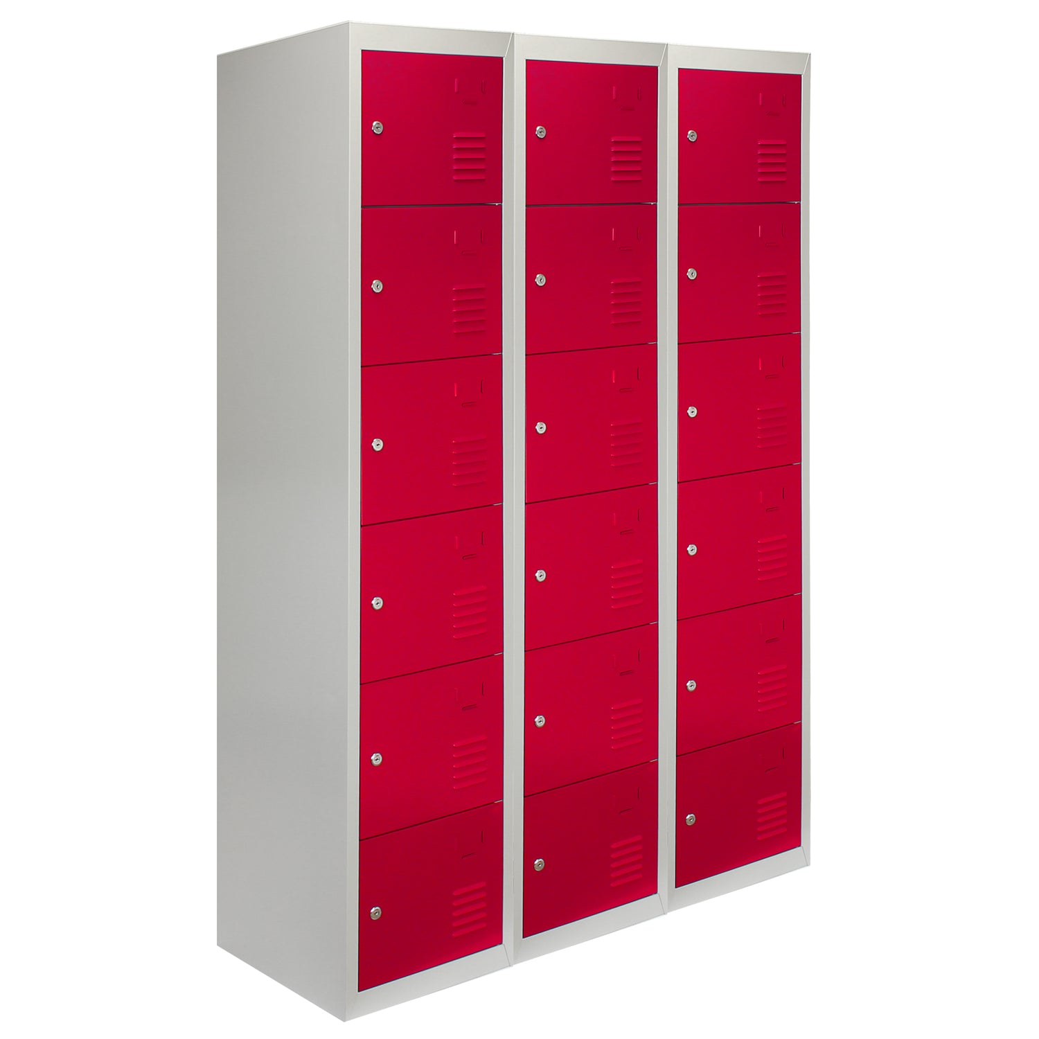 Lot de 3 Casiers de Rangement de 6 Portes en Acier Rouge