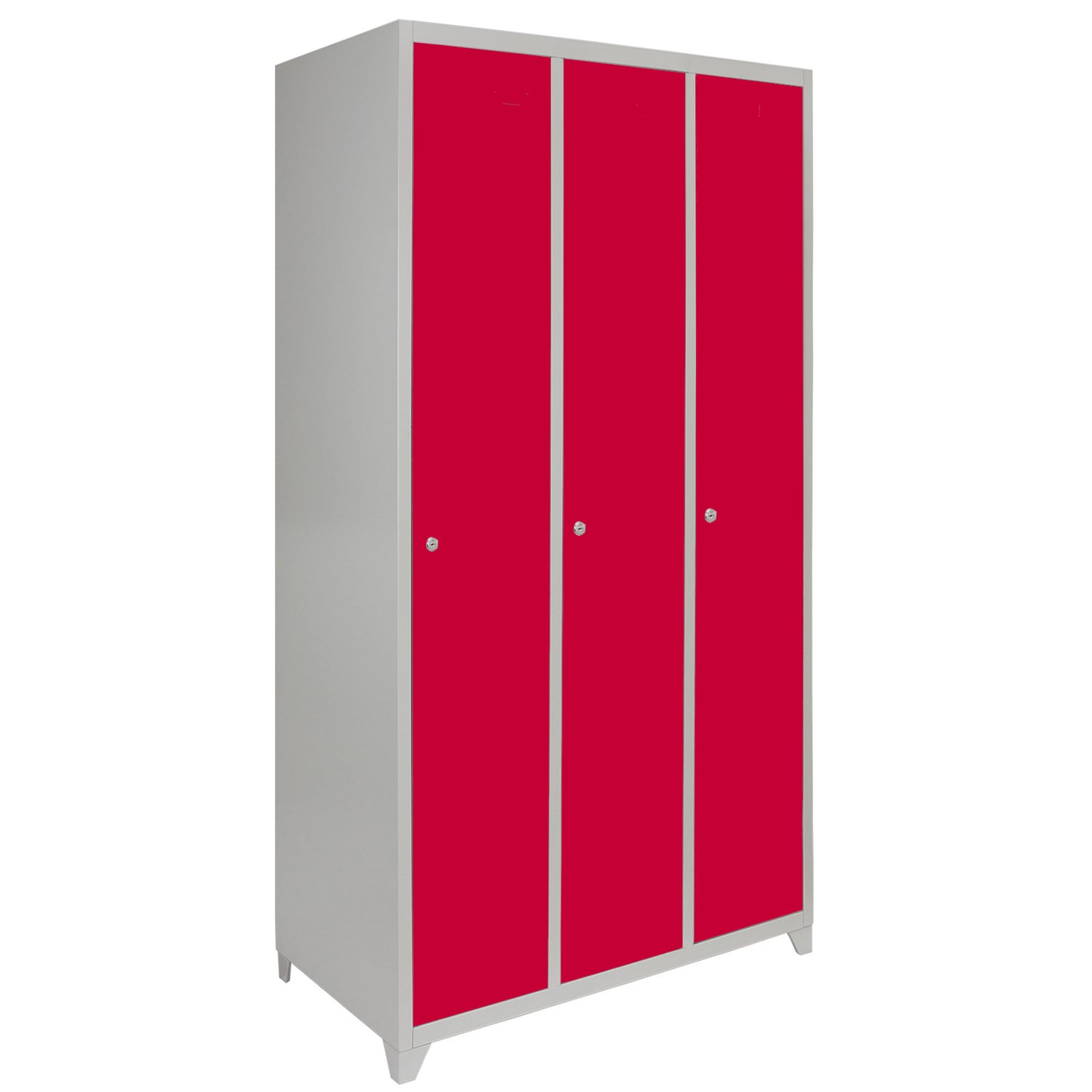 Casier de Rangement de 3 Portes en Acier Rouge