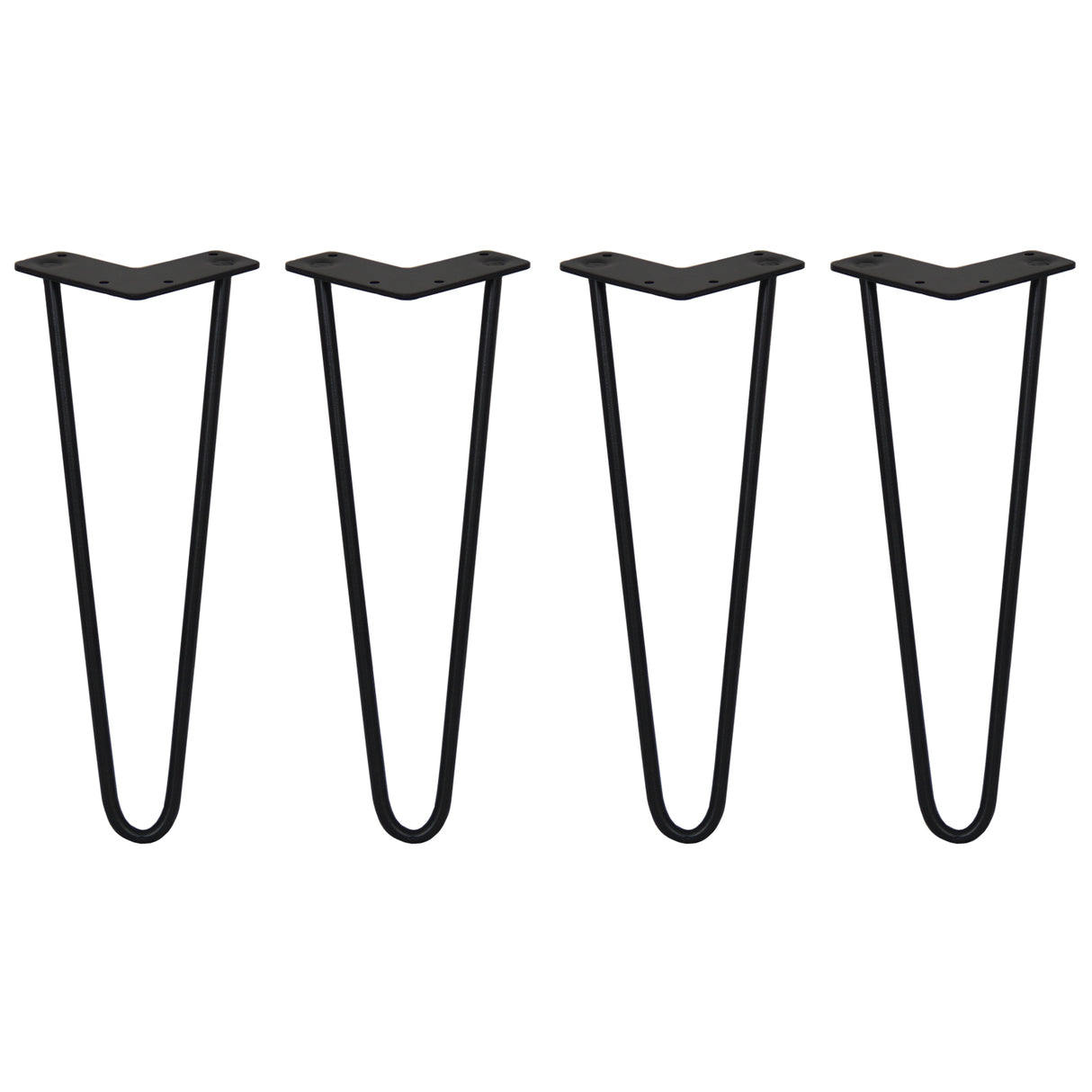 4 Pieds de Table en Épingle à Cheveux - 35,5cm - 2 Tiges - 10mm – Fini Noir