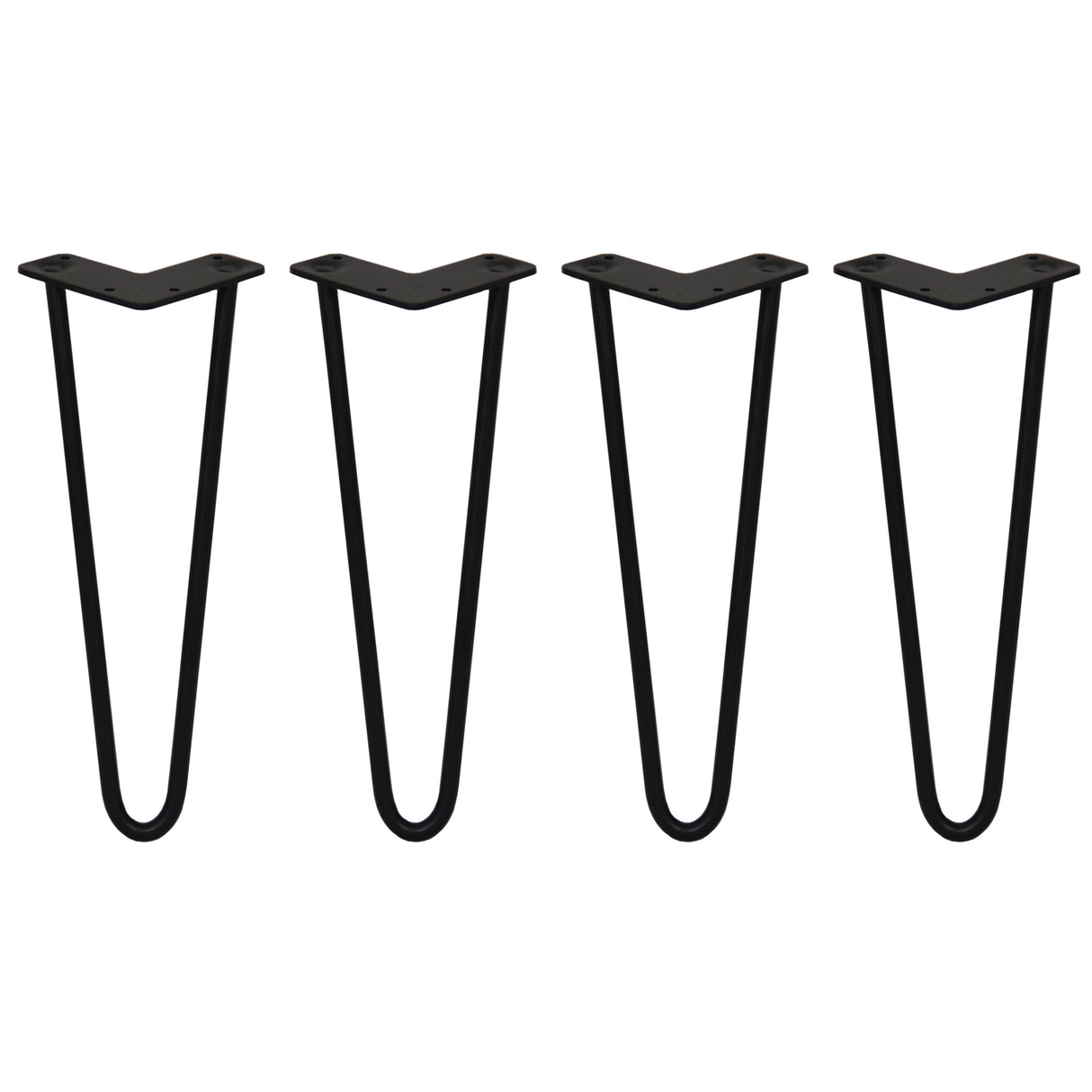 4 Pieds de Table en Épingle à Cheveux - 35,5cm - 2 Tiges - 12mm – Fini Noir