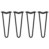 4 Pieds de Table en Épingle à Cheveux - 35,5cm - 2 Tiges - 12mm – Fini Noir