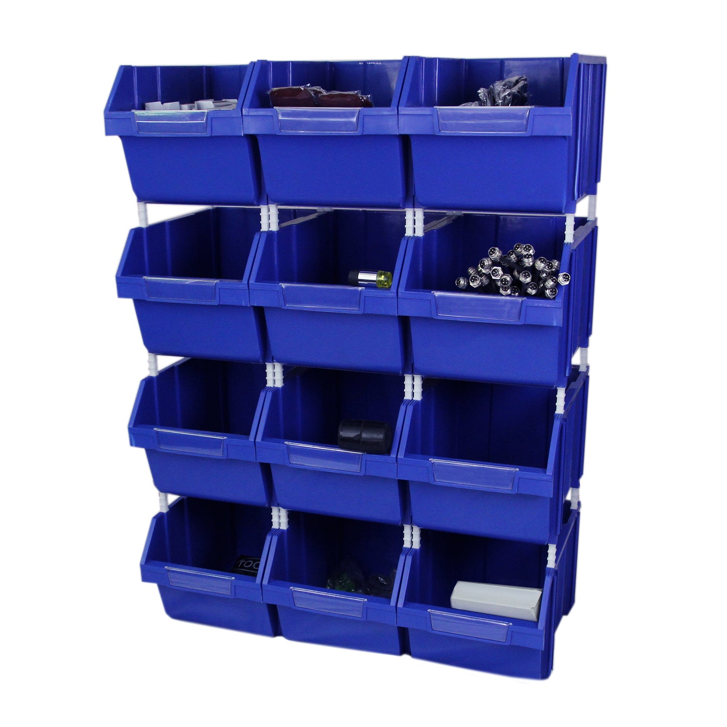 Monster Racking - Lot de 1 Rayonnage T-Rax en Acier Bleu & 12 x Boîtes de Rangement à Selection Rapide