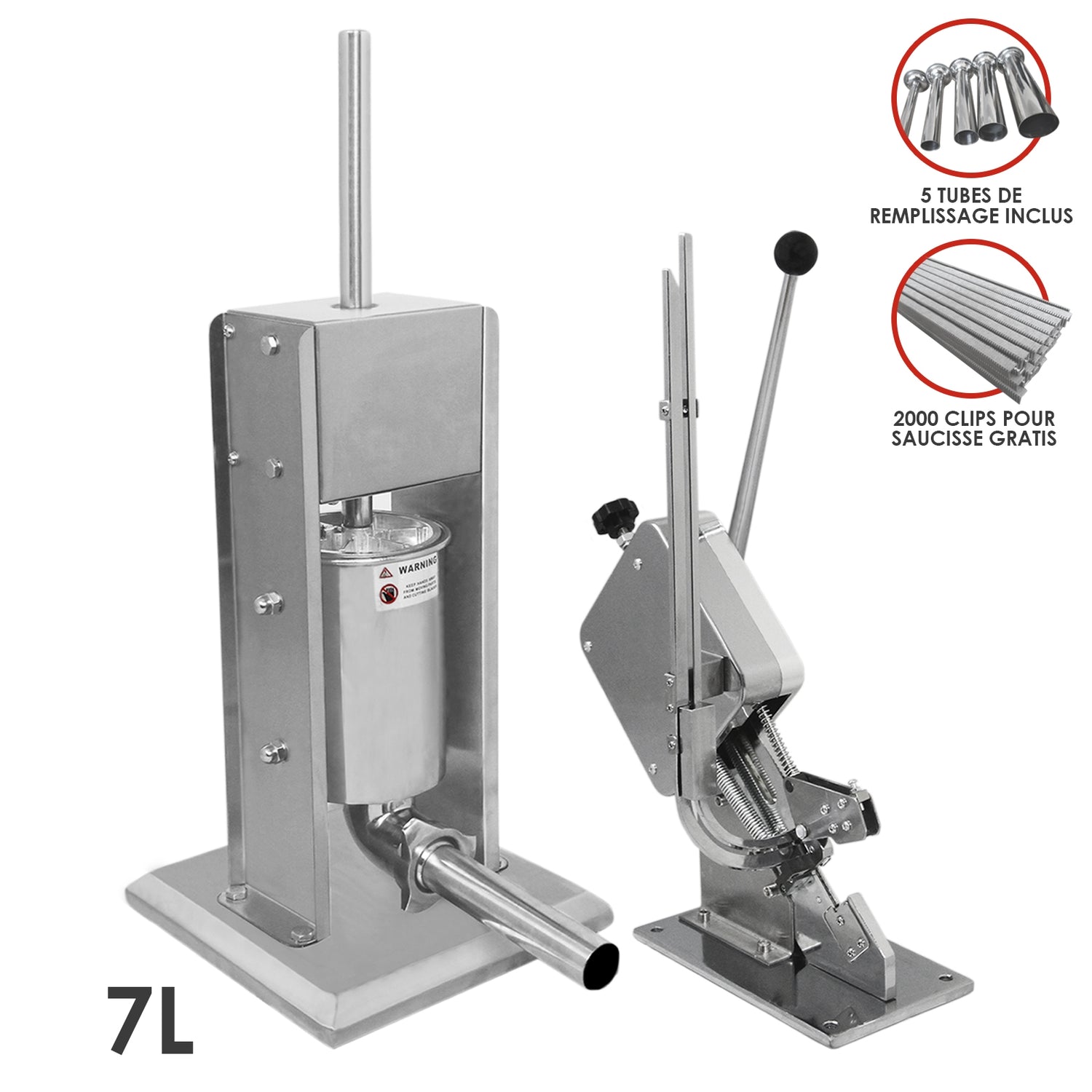 Kukoo - Poussoir à Saucisses Manuel 7L & Machine à Clipper