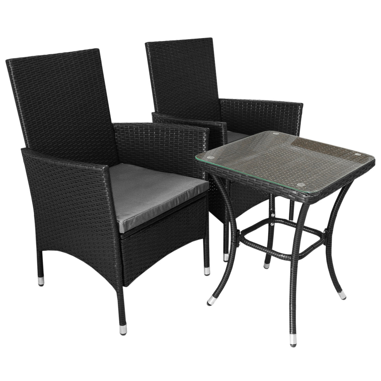Jardí Set Bistro en Rotin Noir