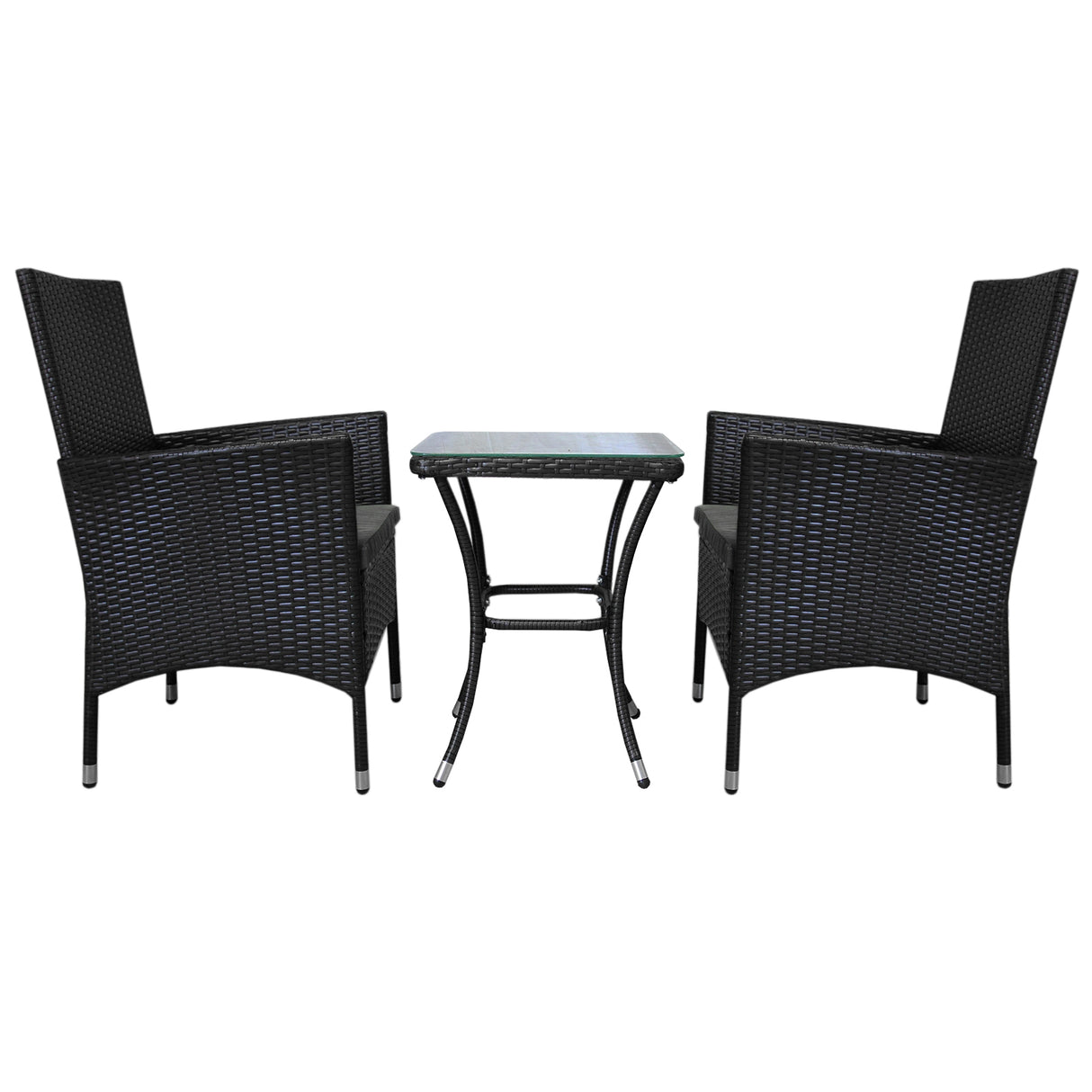 Jardí Set Bistro en Rotin Noir
