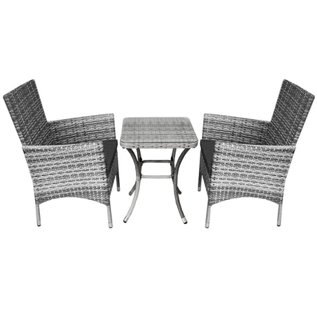 Jardí Set Bistro en Rotin Gris Clair