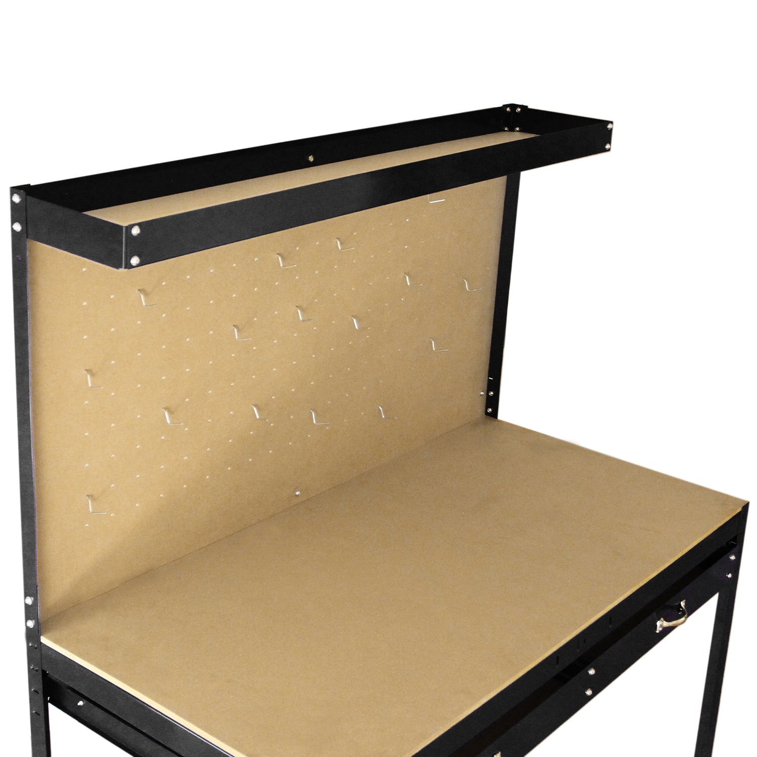 Établi de Travail à Tiroir en Acier Noir avec Panneau Perforé