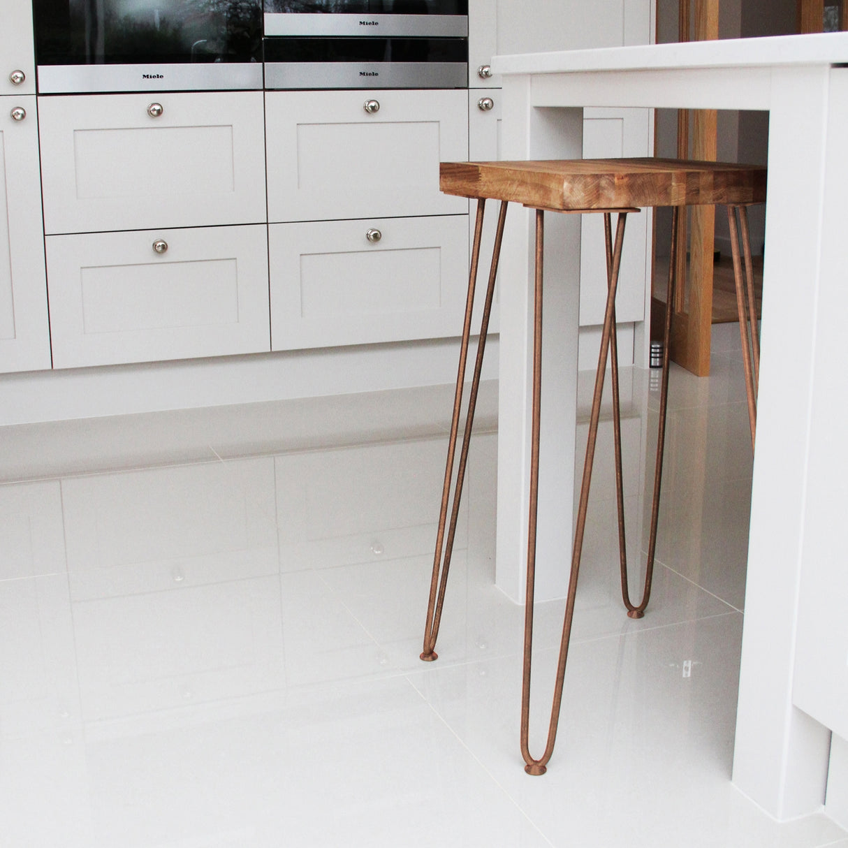 4 Pieds de Table en Epingle à Cheveux - 71cm - 2 Tiges - 10mm - Cuivre